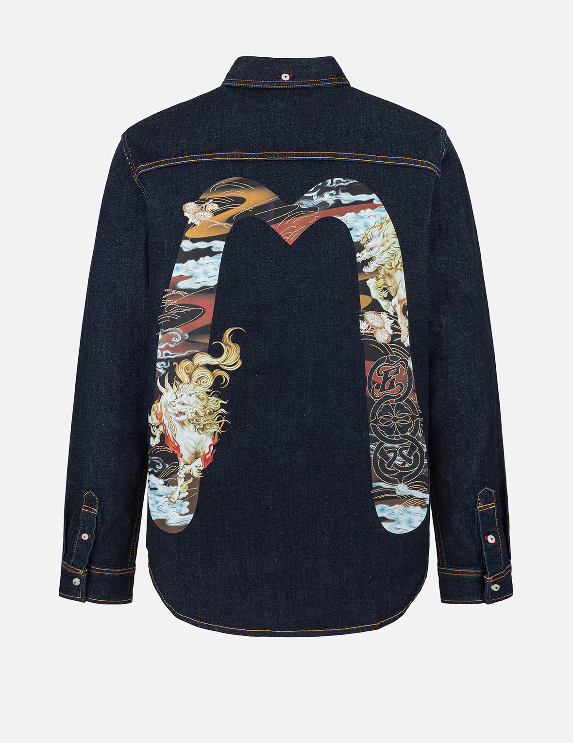 Hakutaku Daicock Printed Regular Fit Denim Shirt